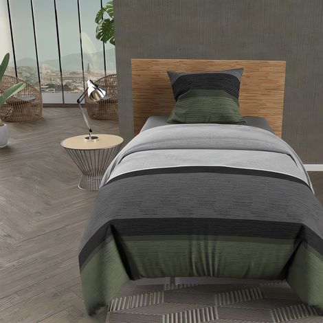 Parure de lit Stripe vert 140x200 cm (1/5)