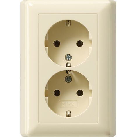 Gira Presa 2f-SCHUKO-Steckd. Vollpl. Standard 55 Bianco crema [078001], 0780 01