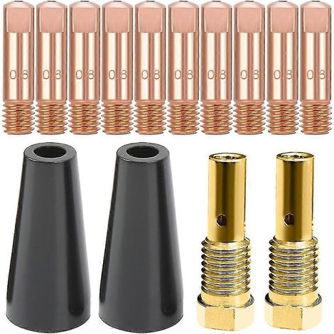 Kit de buses de soudage sans gaz avec noyaux de flux, buses de soudage MIG, buses de contact pour soudage avec flux, diffuseurs de gaz pour buse sans gaz (1/5)