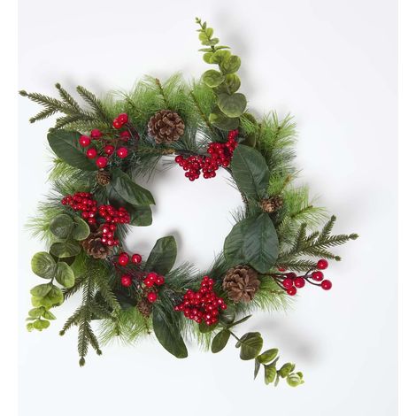 HOMESCAPES Artificial Winter Woodland and Eucalyptus Single Stem Bouquet (1/4)