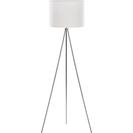 Lámpara de pie de metal cromado 148 cm trípode pantalla de tela blanca Vistula (1/5)