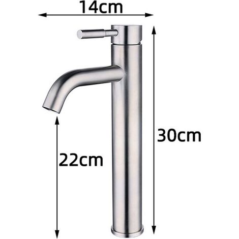 Robinet avec Eau Robinet pour Lavabo ou Vasque de Salle Bain, Chaude et Froide Réglable de Mitigeur Lavabo, Laiton Chromé, 30CM