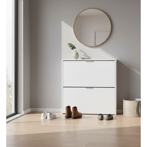 Scarpiera - 16 Paia 2 Ante, Bianco, -, 75x22x76h cm Lima