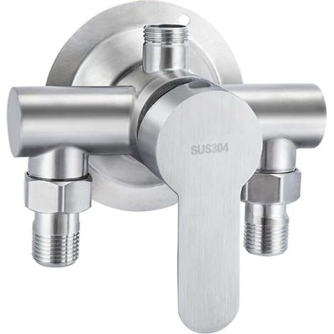 Robinet de douche mural en acier inoxydable 304 – 3 ports 1/2 pouce – Résistant à la corrosion – Installation rapide