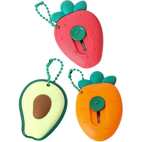 Mini Couteaux d'art 3 Pièces Petits Couteaux Utilitaires Coupe boîte en Forme De Fruit Ouvre Lettre Rétractable Coupe enveloppe en Papier Fruits Mignons pour L'école À Maison (1/5)