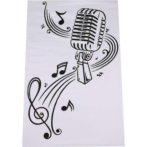 Sticker mural en forme de microphone et de note de musique pour la décoration intérieure d'un bar karaoké ou d'une maison (1/5)