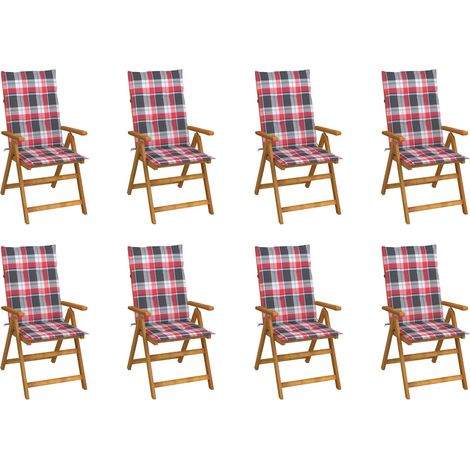 vidaXL Sillas plegables con cojines, 8 unidades, madera maciza de acacia. (1/5)