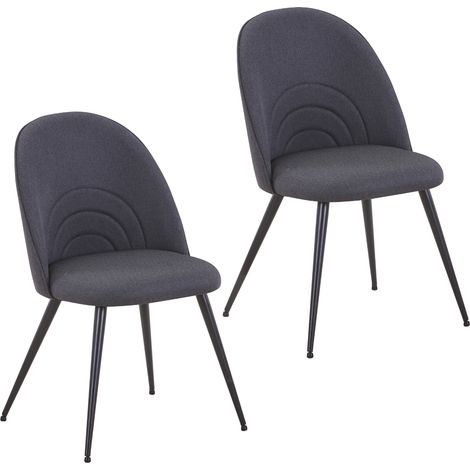 SVITA ANITA 2-er Set Esszimmerstühle Polsterstühle Stoffbezug Metallbeine Schwarz (1/5)