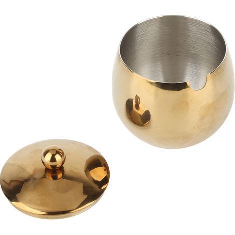 Grand sucrier/pot à épices en acier inoxydable avec couvercle, idéal pour ranger sel, bonbons, café et autres gourmandises. Compatible lave-vaisselle. Couleur : or. (1/5)