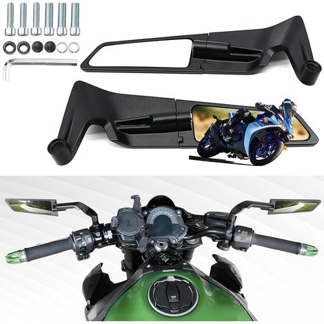 Rétroviseurs Latéraux Moto pour MT 07, MT07,MT 09, MT09 SP, MT 10, MT10 SP Rétroviseurs Moto Furtifs Réglables,Miroirs Moto Stealth Winglet Kit (1/5)