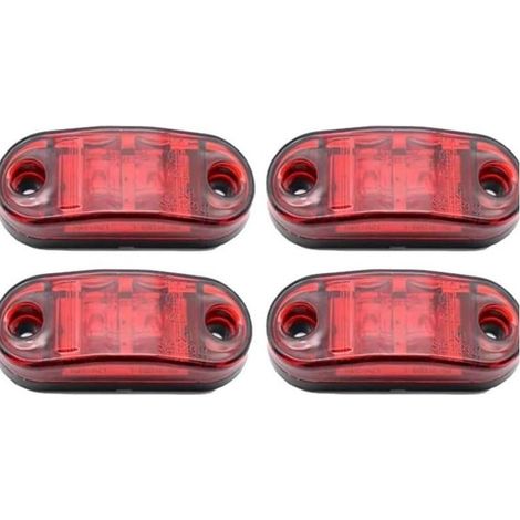 4pcs LED Side Sign Light 12V/24V Front and Rear Waterproof Indicator Lamp Position Sidelight for Caravan, Van, Truck, Trailer, Car, Bus Boat, Red (1/5)