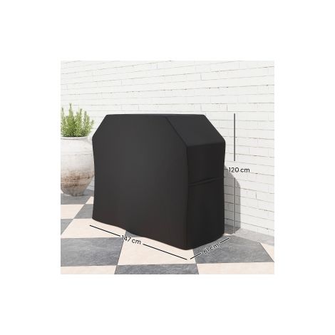 Housse de protection pour barbecue noire 147 x 61 x 120 cm, résistante aux intempéries et durable pour jardin et terrasse (1/5)