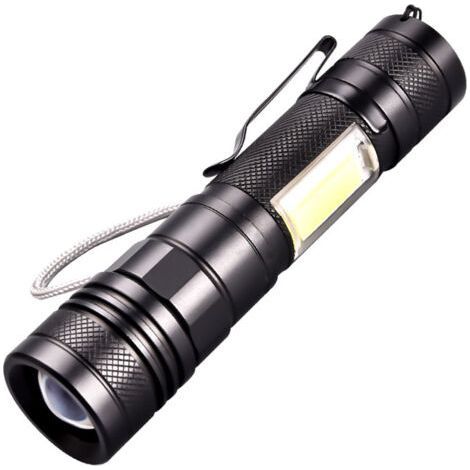 ALLIANDISLampe de poche LED rechargeable, charge directe USB, feux latéraux, rétractable, randonnée, camping, transport quotidien. (1/5)