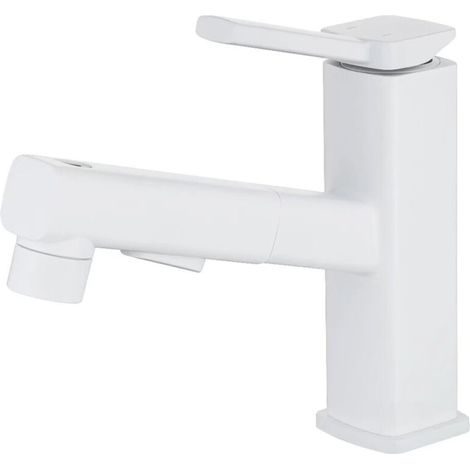 Lavabo Extractible Robinet Blanc Salle De Bain Lavabo Chaud Et Froid Bain De Bouche Robinet PulvéRisation D'Eau RéSistant Aux éClaboussures