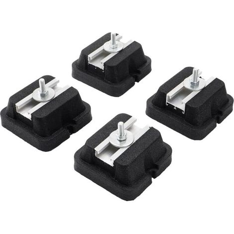 Air Conditioner Support Bracket Pads, Heavy Duty Anti-Vibration Base Pad, Rubber, Stainless Steel Material, 4 Pieces for Floor Installation of Heat Pump System and Split AC Condenser, 13x10x6cm (1/4)