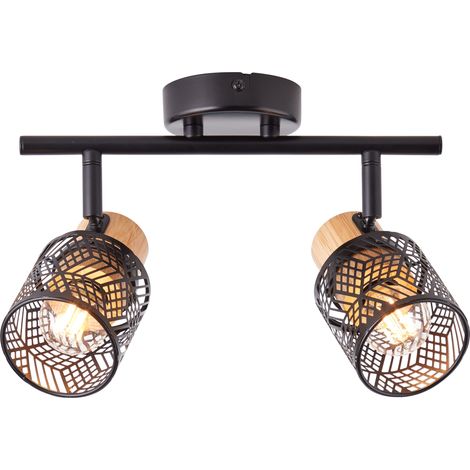 Brilliant Lampe Santy Spotrohr 2flg schwarz/natur Metall/Textil braun 2x D45, E14, 42 W (1/4)