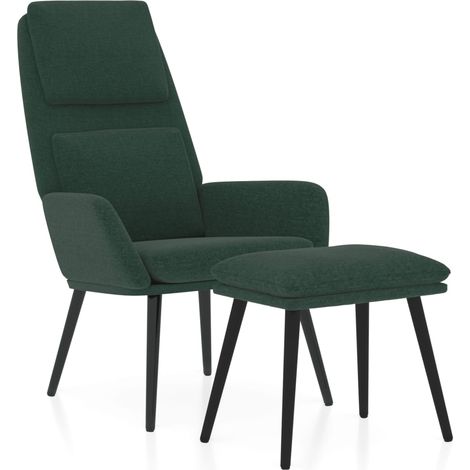 Maison Exclusive - Poltrona Relax con Poggiapiedi Verde Scuro in Tessuto (1/5)