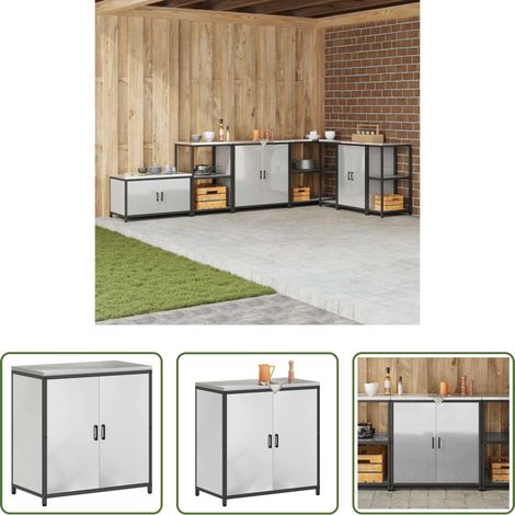 vidaXL Küchenorganisation - Küchenaufbewahrung mit Regal Silber 60 x 50 x 92 cm Stahl (1/5)