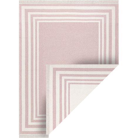 Teppich TWIN 22990 Rahmen, Baumwolle, doppelseitig, Rauten Ökologische Fransen - rosa / creme pink 80x150 cm