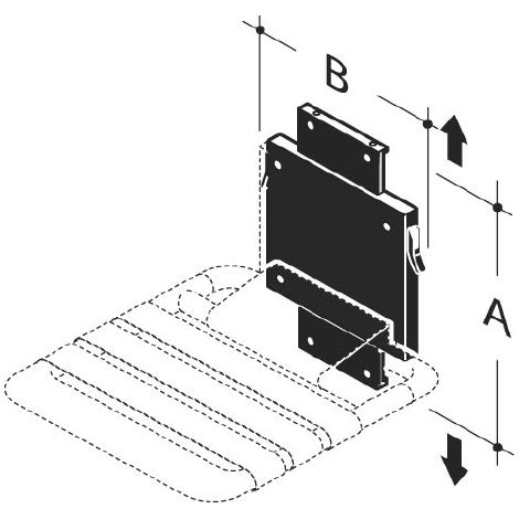 pba Wandplatte aus Nylon für Klappsitze, höhenverstellbar, 367x280mm