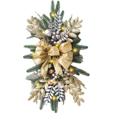 Mehrfarbige PVC-Weihnachtsgirlande mit 20 sanft leuchtenden Lichtern, 60 x 35 cm, für Heimdekoration, Feiertage und Partys (1/5)