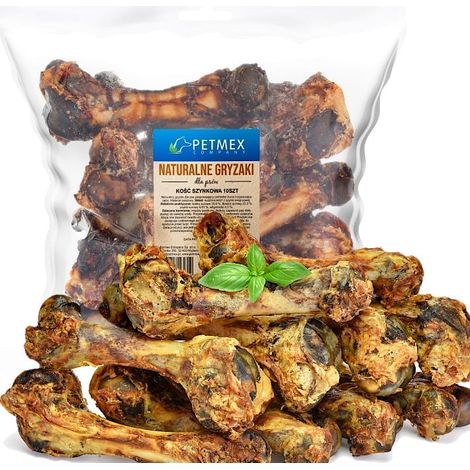 Golosina masticable natural para perros Petmex, hueso de cerdo y jamón deshidratado, 10 unidades.