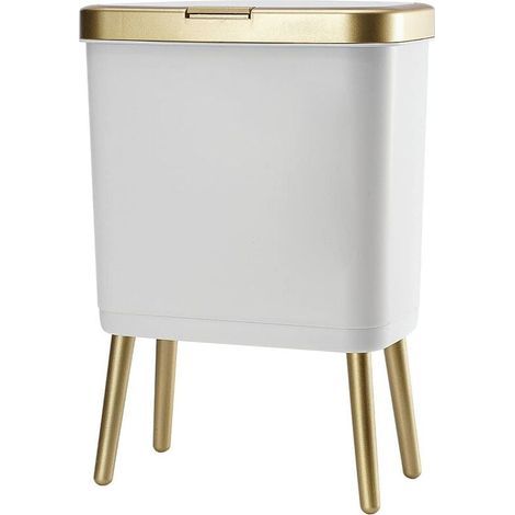 Schmaler 4-Gallonen-Badezimmer-Mülleimer, robuster Kunststoff, geruchsdichter Deckel, schlankes Design für beengte Platzverhältnisse (1/5)