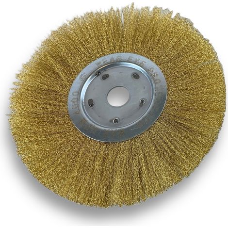 Brosse circulaire LAITON Ø 300 mm Epaisseur 1 rang Fil dur 0.30 mm ondulé Alésage 32 mm + réducteur bague 25/22/20/16/12 mm Touret meuleuse affûteuse ponceuse Kibros 211301LT (1/5)