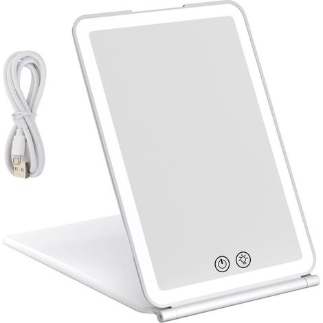 Miroir de Maquillage de Voyage, Miroir de Beauté Portable éclairé avec 72 LED, 3 Couleurs écran Tactile à intensité Variable(Blanc) (1/5)