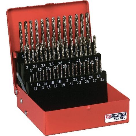 Facom – Coffret de forets hélicoïdaux en acier inoxydable 1mm à 5.9mm – 50 pièces pour perceuse – Coupe nette sans éclat (1/2)