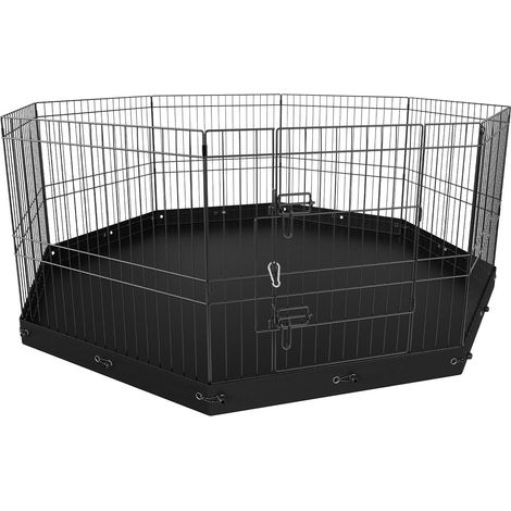 Pénalité pour chien métal pliable 8 panneaux, 61 cm de hauteur, avec coussin, intérieur et extérieur, pour animaux de compagnie (1/5)