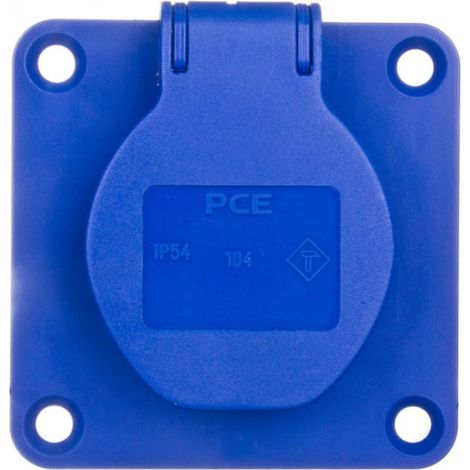 Presa a pannello 10/16A 2P+Z 230V /70x70/ blu IP54 104-7B