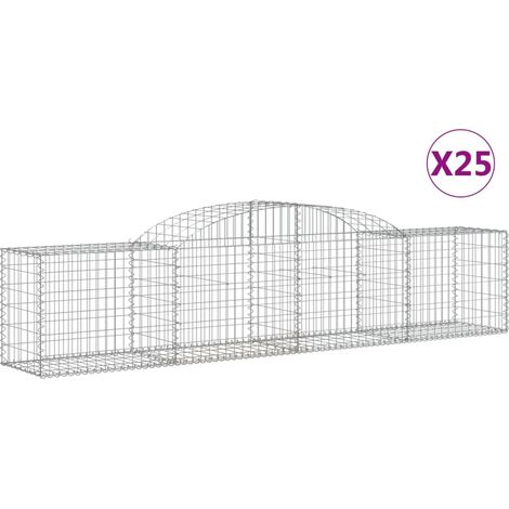 Paniers à gabions arqués 25 pcs  Mur en gabion 300x50x60/80 cm fer galvanisé