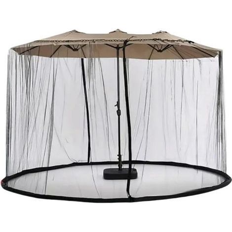 Moustiquaire double face pour parasol de terrasse, filet , fond de tuyau d'eau avec double fermeture éclair, auvent escamotable (1/5)