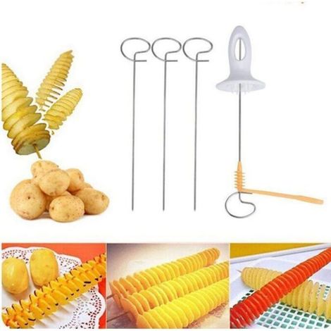 Stainless steel spiral potato cutter for vegetables, fruits, and fries, 24 x 13 cm