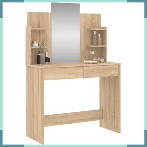 837576 Coiffeuse avec miroir chêne sonoma 96x39x142 cm (1/5)