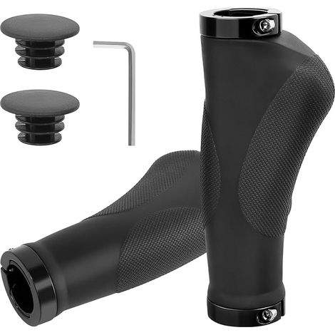 Poignées De Vélo Ergonomiques, Poignee Velo Antidérapantes avec Tournevis Hexagonal, Poignées De Guidon De Vélo pour VTT Vélo De Ville Vélo De Trekking 130 mm Noires (1/5)