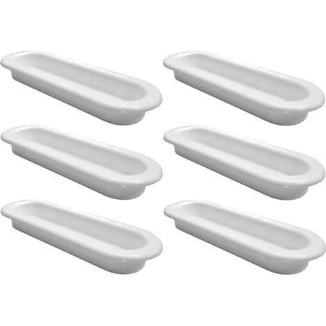 6x Poignée de meuble encastrable en plastique 31 x 88mm Universelle Placard Porte Cuisine Armoire Tiroir Buffet Maison, blanc (1/4)
