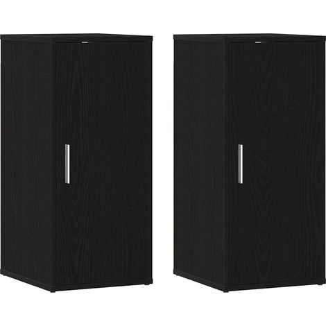 Lot de 2 armoires à chaussures pratique 32 x 35 x 70 cm rangement flexible décoration en bois d'ingénierie noir (1/5)