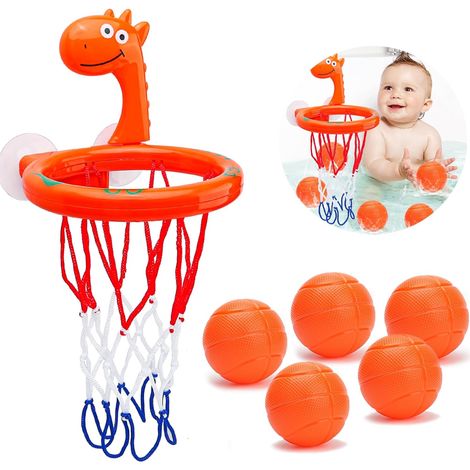 APEX Bath Toys, Bathtub Basketball Hoop for Toddlers Kids, Fun Shower Suction Cup Basketball Hoop with 5 Non-Porous Ball, Indoor Removable Tub Shooting Games for Boys and Girls Gift (1/5)
