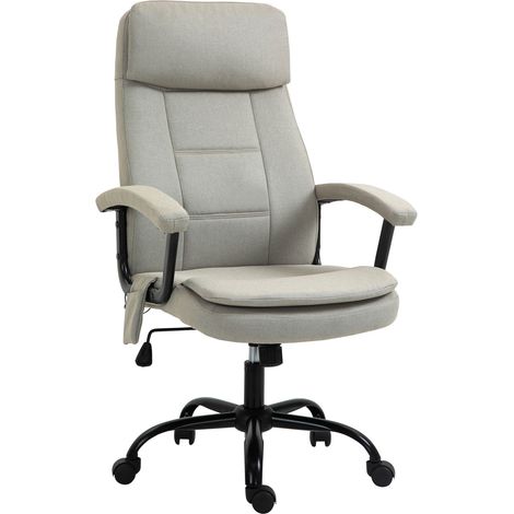 Bürostuhl Bequemer Gamingstuhl Mit Lendenwirbelsäulenmassage, Drehstuhl, Höhenverstellbar, Leinen-Gefühl, Beige, 63X70X112-121Cm