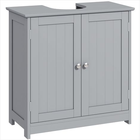 Meuble de salle de bain grise en MDF avec rangement 2 portes (1/5)