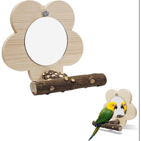 Bird Mirror with Perch, Mirror for Birds, Mirror Parrot, Mirror Birds Cage, Stand Toy (1/5)