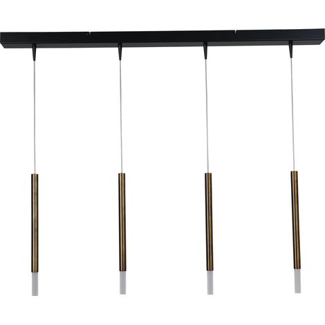 Lampe suspendue de table à manger noire Flute Cylindre doré à 4 lumières - 2591-10-100-4-DW (1/3)