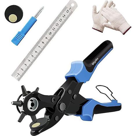 Professioneller Lederlocher mit 6 Größen, 2 Lochplatten und einem Lineal – ideal für Leder, Papier, Kunststoff, Filz und mehr (1/5)