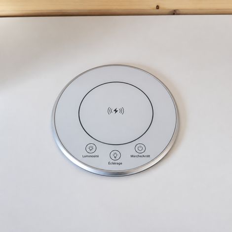 Prise escamotable plan de travail blanc 3 prises standard européen 2 USB A+C surface acier inoxydable argenté modèle rétractable sans fil Tuya – Livraison gratuite (1/5)