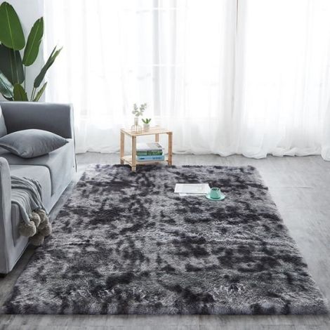 Tapis - - 160x80cm - Shaggy - Antidérapant - Gris foncé (1/2)