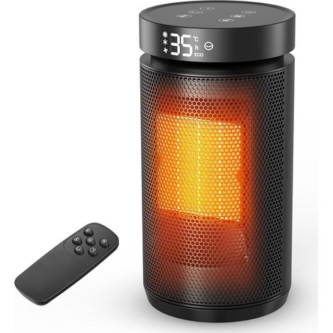 Chauffage d'appoint avec Télécommande, Radiateur Soufflant Silencieux et Économe en Énergie de 1500 W, Chauffage Céramique PTC, Minuterie 12H, Rotation à 70°, Convient à la Maison Comme au Bureau (1/5)