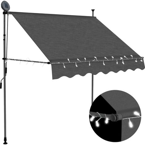 Auvent manuel rétractable  Store banne  Marquise avec LED 200 cm Anthracite NDTN2457607 (1/5)