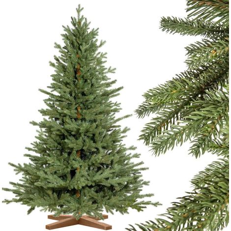 FAIRYTREES Weihnachtsbaum künstlich 220cm BAYERISCHE Tanne Premium  Made in EU  Christbaum Holzständer  Tannenbaum künstlich mit Naturgetreue Spritzguss Elemente (1/5)